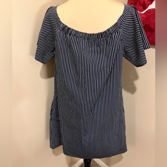 Banana Republic short sleeve off the shoulder striped dress, size M - Picture 3 of 7